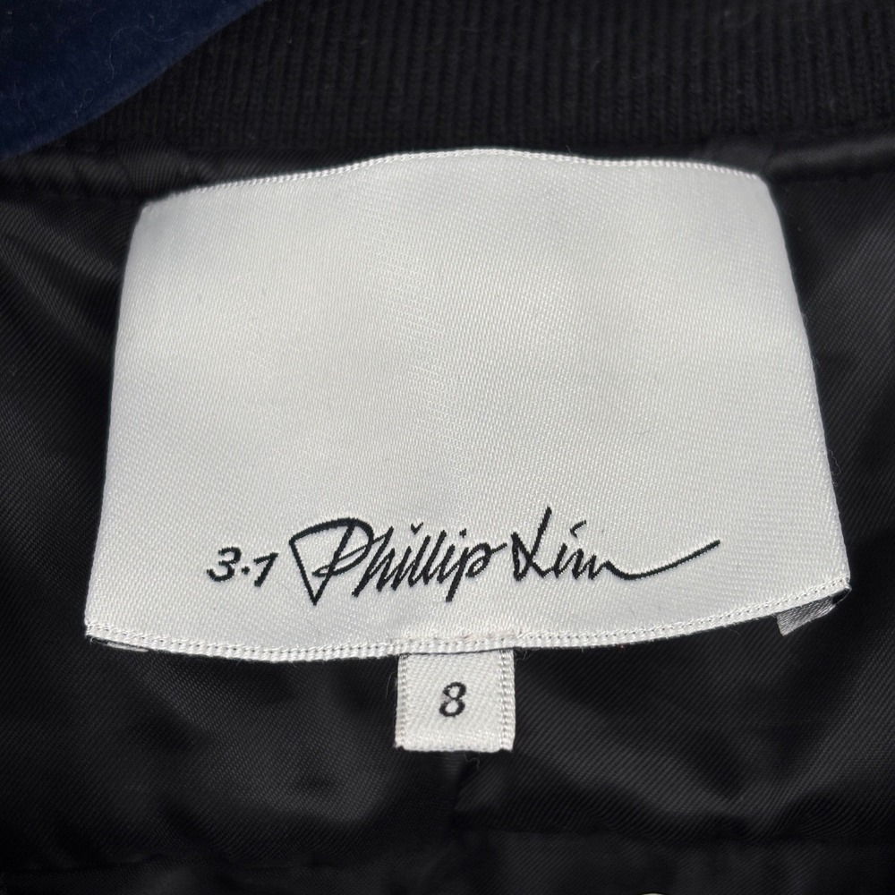 3.1 Phillip Lim Lace Up Back Bomber Jacket Size 8 Black Edgy Designer Zip Up - Picture 5 of 15